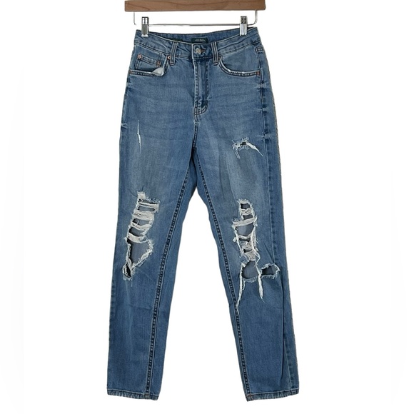 wild fable Denim - Wild Fable | Distressed high rise mom jeans straight leg denim size 00
